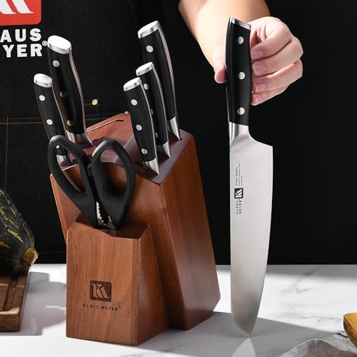 Stahl 8 Piece German Steel Kitchen Knife Block Set (Black)