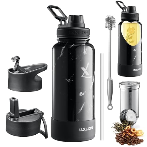 Tea Infuser Water Bottle 32 Oz (Marble / 32 Ounces)