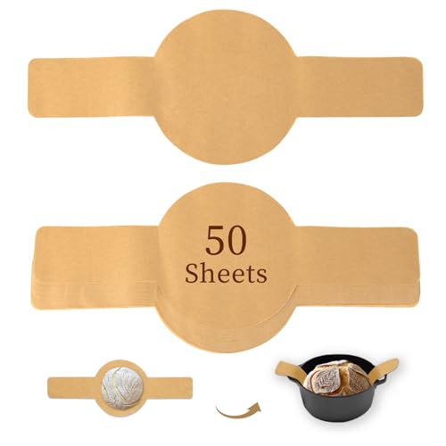 Disposable Parchment Bread Sling for Dutch Oven 50 Pcs (Unbleached / 50-Round)