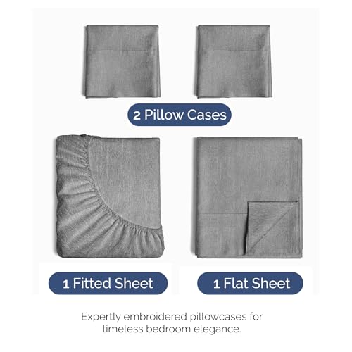 Queen Size 4 Piece Sheet Set (40 - Heathered Grey / Queen)