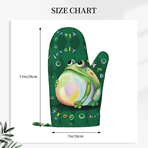 Cute Frog Oven Mitts and Pot Holders Sets of 2 (One Size / Cute Frog)