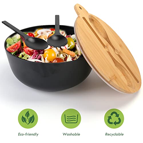 Black Salad Bowl with Lid 125oz (Black ring)