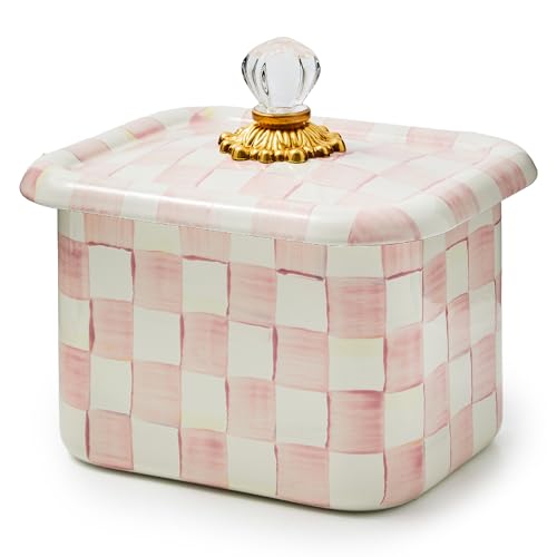 Enamel Recipe Box (Rosy Check)