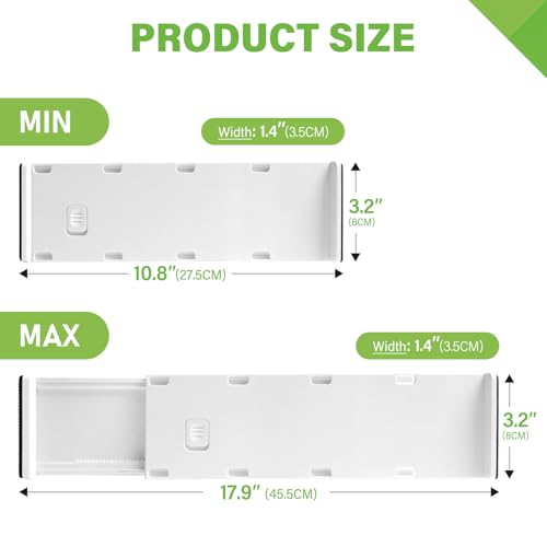 5 Pack Drawer Dividers 3.2" High Slim Organizers Expandable 10.8 (Short)
