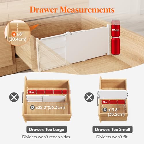 8" Tall Drawer Dividers (8"H, 13.8-22.2"L)