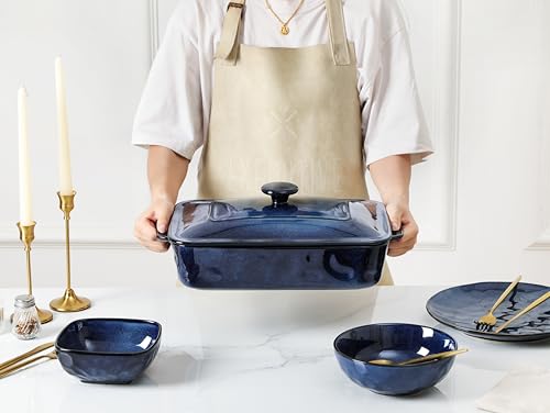 Ceramic Casserole Dish with Lid (set of 1 / Starry Blue)