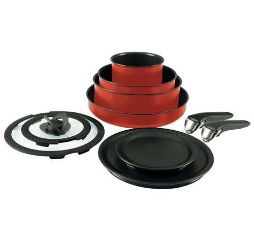 Ingenio Nonstick Cookware Set 10 Piece (Red / 10-Piece (Induction))