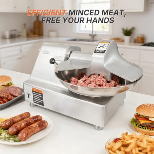 Hakka Commercial 10L Meat Bowl Cutter Mixer (10 L Stainless Steel)