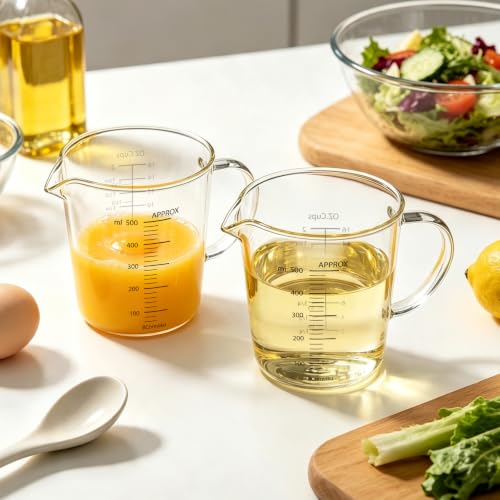 Glass Measuring Cups High Borosilicate 500ML 2CUPS [Insulated Handle (500ml)