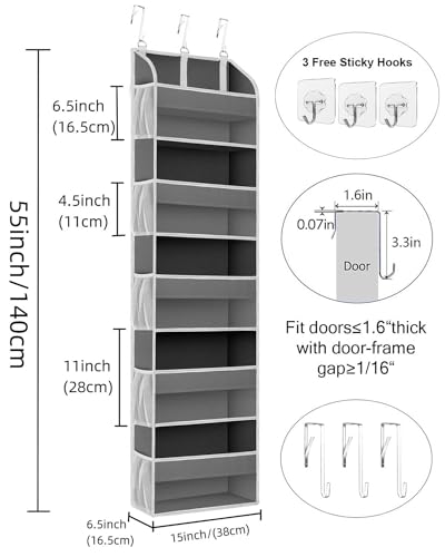2 Pack Over the Door Storage Organizer (2 Pack / A Dark Gray)