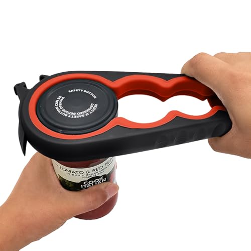 Jar Opener & Bottle Opener for Weak Hands (Black and Red)