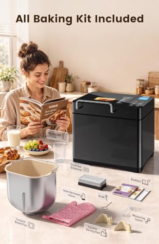 Premium 2.2LB Convection Bread Maker Dual Heaters (Black Stainless Steel)