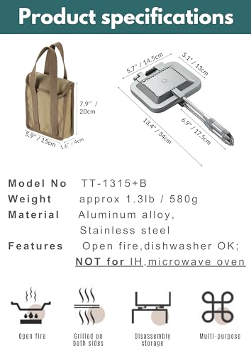 Sandwich Maker Hot Sand Single Burner Gas Fire Open Fire Compact Aluminum TT (Silver w/ bag)
