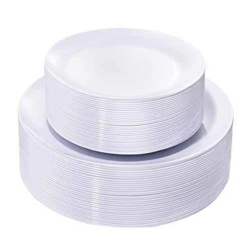 60PCS White Disposable Plates (White / 60)