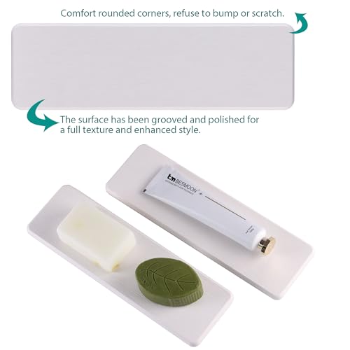 2Pcs Stone Soap Trays Water Absorbing Diatomite Coaster (White / 10" x 3.2")