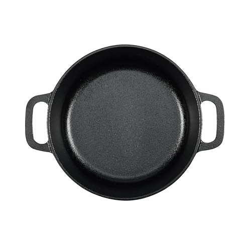 Pre Seasoned Cast Iron Mini Dutch Oven Pot with Lid and Dual Handles (2-Quart)