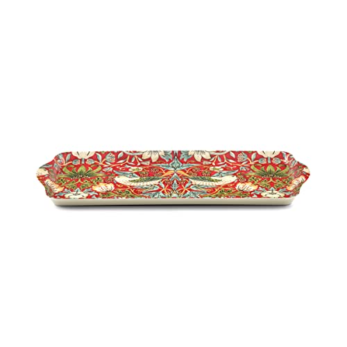 Morris & Co Strawberry Thief Sandwich Tray with Handles (15.1" x 6.5" x 1" / Red Strawberry Thief)