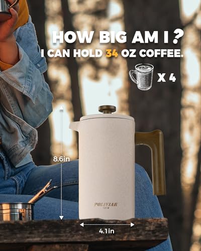 POLIVIAR French Press Coffee Maker (Crack Beige)