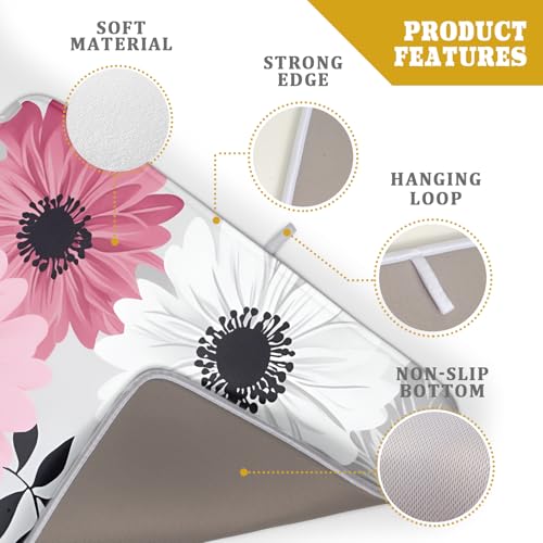 Blossom Florals Dish Drying Mat Abstract Daisy Flower Drainer Pad Absorbent Dish Rack Mats for Coffee Bar 18 X 24 Inch (Watercolor Daisy 1021 / 24" x 18")