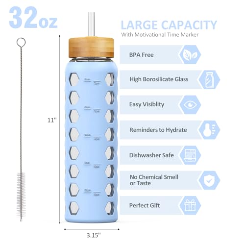 Glass Water Bottle (Glacier / 32 Ounces)