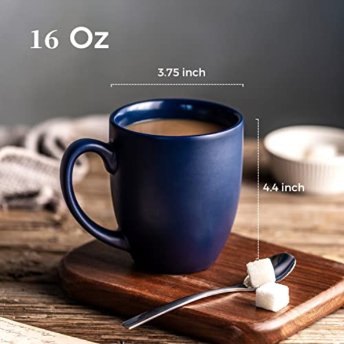 16 oz Coffee Mugs Set of 6 (Matte Blue)