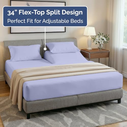Flex Top Split Head King 4 Piece Sheet Set (35 - Lavender / Split Head/Flex Top)