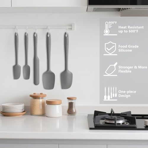Silicone Spatula Set of 5 (Pure Gray)