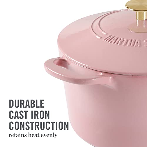 Gatwick 7 Quart Enamel Cast Iron Dutch Oven Pot with Lid (Pink / 7-Quart)