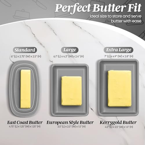 Standard Ceramic Butter Dish with Lid for Countertop (Gray / Standard)