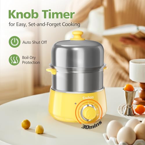 Hard Boiled Egg Cooker (Retro Yellow / 2-Tier)