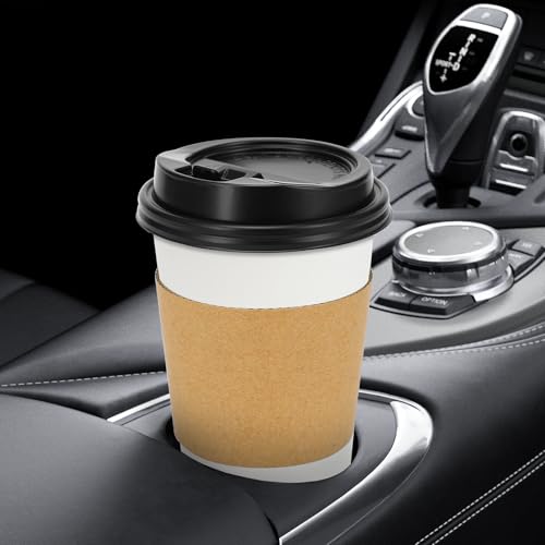 100 Pack 16 oz Disposable Coffee Cups With Lids and Sleeves (White / 16OZ-100Pack)