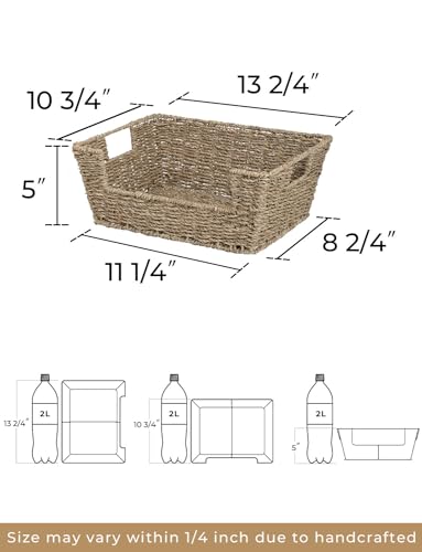 Pantry Baskets for Organizing (Natural(Seagrass) / 13 ½"L x 10 ¾"W x 5"H)
