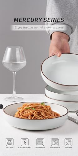 Mercury Pasta Bowls Set of 4 (White / 4 pcs)