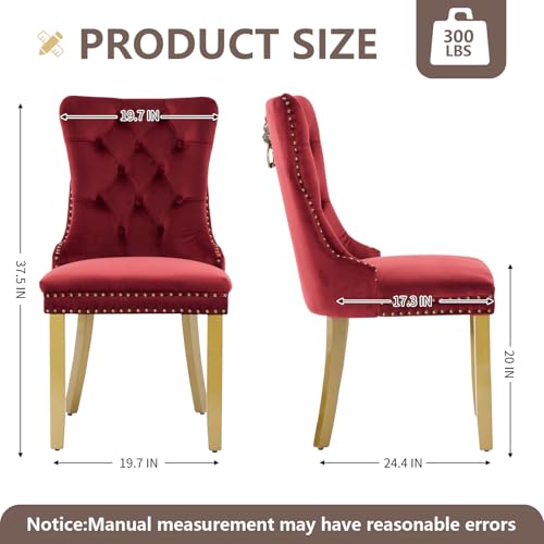 Burgundy Velvet Dining Chairs Set of 4 (Burgundy)