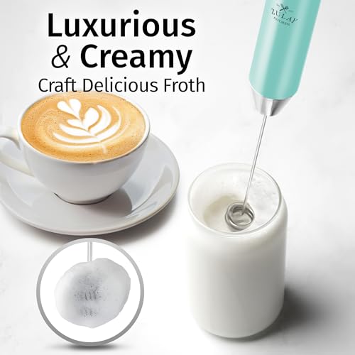 Rechargeable Milk Frother Handheld (Lux Blue Teal / Rechargeable Z1 Motor Max)