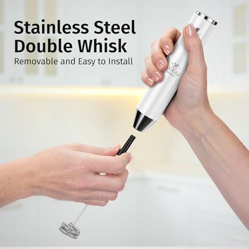 Rechargeable Milk Frother Handheld (Lux White / Rechargeable Z1 Motor Max)