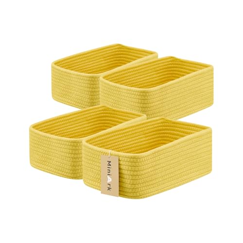 Small Storage Baskets for Organizing (4pcs-L11.5xW7.5xH4.7" / Yellow)