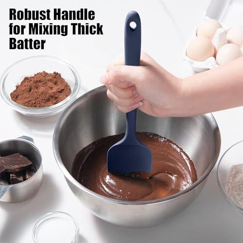 600°F Heat Resistant Silicone Large Spoon (11.4in (Spoon Spatula) / Navy Blue)
