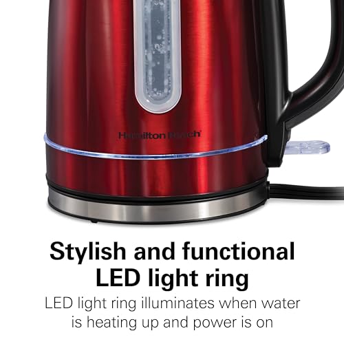 Electric Tea Kettle (Red with LED Light Ring / 1.8 Quarts)