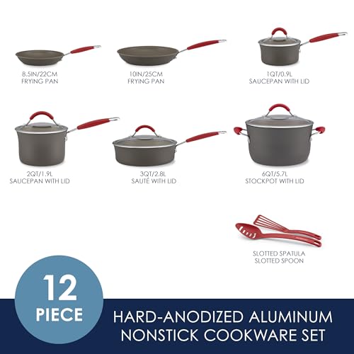 Cucina Dishwasher (Cranberry Red / 12 Piece Hard Anodized)