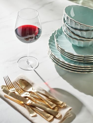 French Perle Scallop Ice Blue 12 (12-Piece Dinnerware Set / Ice Blue)