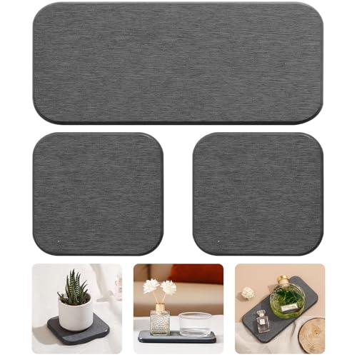 3PCS Water Absorbing Diatomaceous Earth Tray for Sink (Dark Gray-no Pattern)