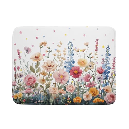 Colorful Flower Dish Drying Mat 18x24 Inch Botanical Floral Drainer Rack Mats Washable Absorbent Dish Dry Pad for Kitchen Counter Sink (Colorful Flower / 18" x 18")