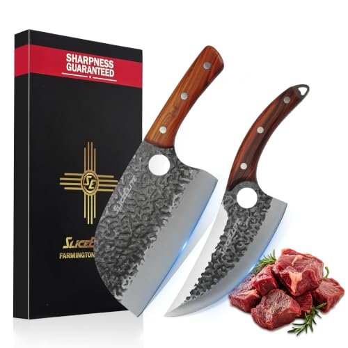 2 Piece Butcher Knife Set Serbian Chef & Viking Knives Kitchen Knife Set
