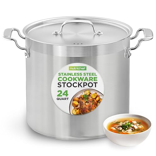 Stainless Steel Stock Pot with Lid (Stainless Steel / 24 Quarts)