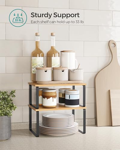 Cabinet Organizer Shelf (Black + Natural / 2*S (5.4"H) + 2*S (6.2"H))