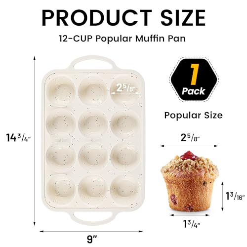1Pack Silicone Muffin Pan for Baking with Metal Reinforced Frame (Standard)