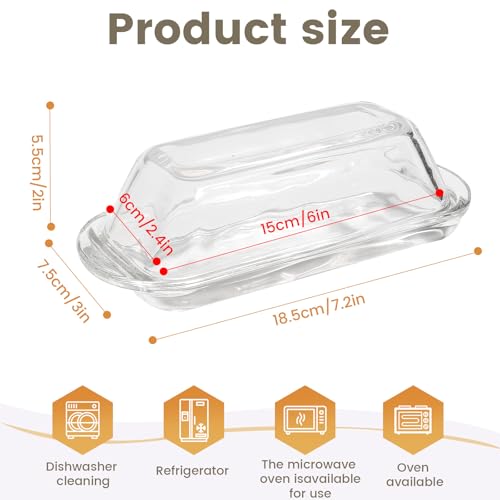 Small Clear Glass Butter Dish with Lid for Countertop