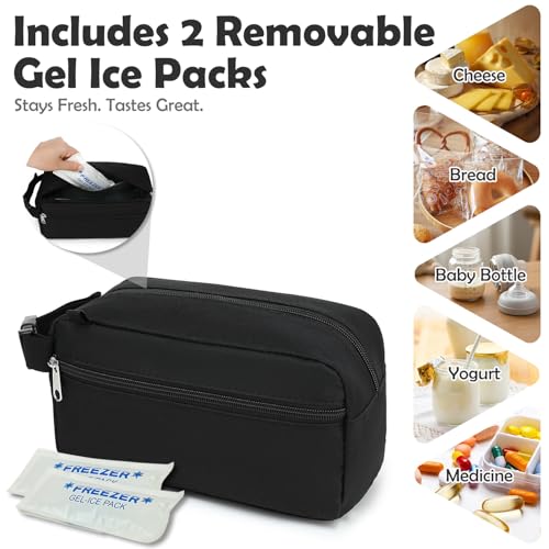 Freezable Snack Bag with Removable Ice Packs (with Ice Packs - Black)
