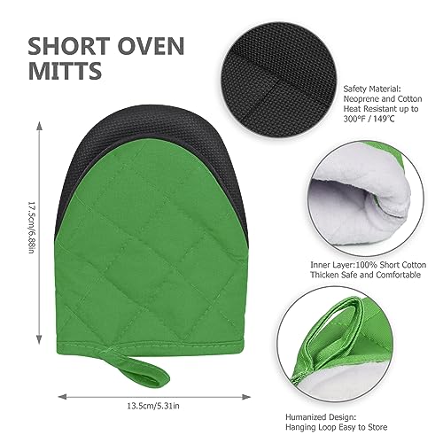 1 Pair Short Oven Mitts (Green)